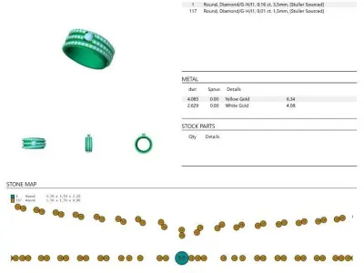 Diamond multy-gemstone ring  Free 3D print model