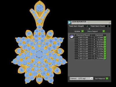 Diamond pendant cad file design 3D model