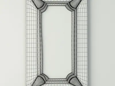Vintage Blue Wood Mirror 3D model