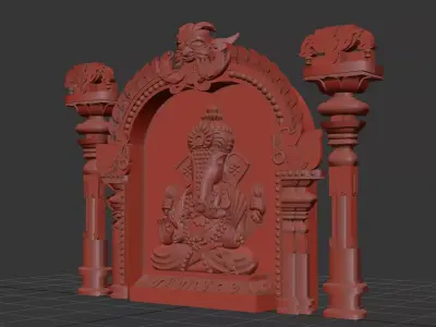 Indian Hindu Temple Gopuram Mantapam Props  Low-poly 3D model