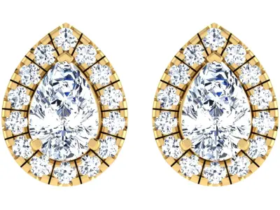 Solitaire Women Stud Earring 3dm STL OBJ FBX Render Details 3D print model order