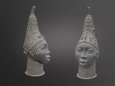 Berber Statue Head Metal Moroccan Low-poly 3D model