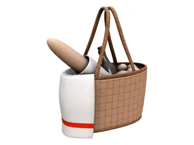 Picnic Hand Bag Low-poly 3D model