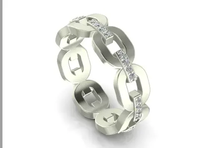 Chain Ring with gemstones 2 3D print model