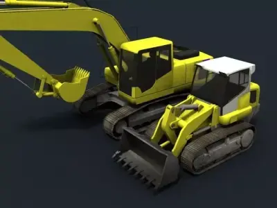 excavator and track loader Free low-poly 3D model