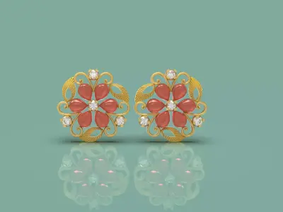 Gold Tops Earring - 0019 3D print model