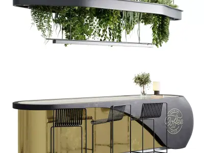 Reception Desk for Restaurant and Caffe set 06 Low-poly 3D model