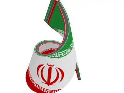 Iranian Flag on Spiral structure Decor 3D model