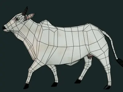 Low poly Indian Cow Rigged Model Low-poly 3D model