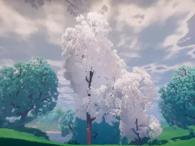 Stylized trees and rocks 3D model