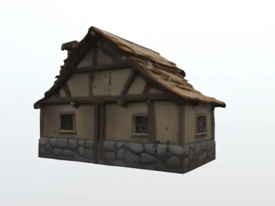 Medieval House Game Ready 3D Environment Model Low-poly 3D model