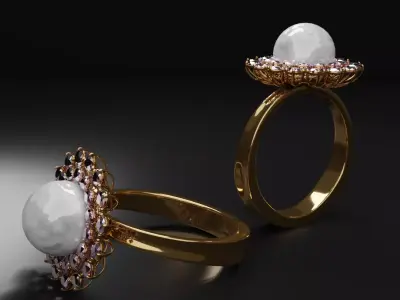 Pearl Diamond Ring Free 3D print model