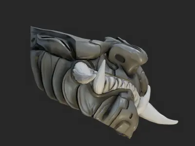 Oni Mask 16 Demon Half Face 3D print model 3D print model
