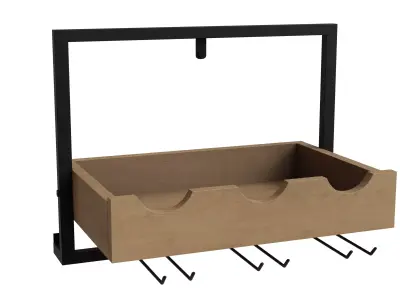 Wall Mounted Wine Bottle And Stemware Rack Low-poly 3D model