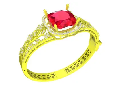 A7563 Luxury Diamond Cushion Bangle for Asian Women 3D print model