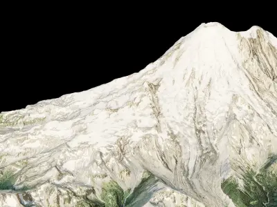 snowy mountain with slopes and forests Free 3D model