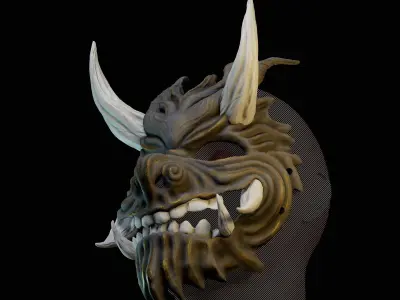 Oni Mask 2 Demon Horn Full Face 3D print model