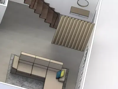 3D Render floor plan of bedroom 3D model