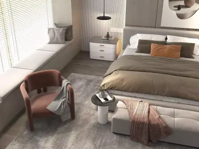 Modern Bedroom Scene 22 3D model