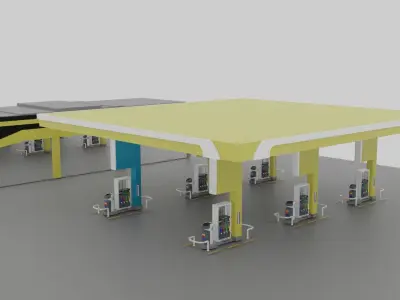 Gas Station Low-poly 3D model shop