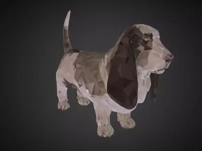 Dog Basset Hound Low Polygon Art Farm Low-poly 3D model