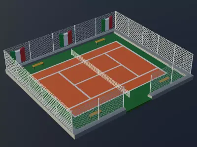 Tennis Court - Italy Low-poly 3D model