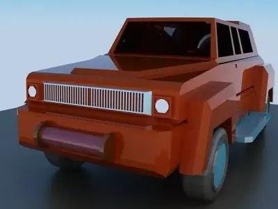 Jeep 3d model orange car Low-poly 3D model