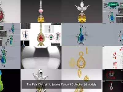 The Pear Drop stl 3d jewelry Pendant Collection 3D Model Pack