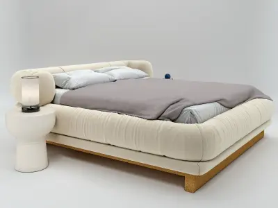Bed Set with lamp and side table 3D model