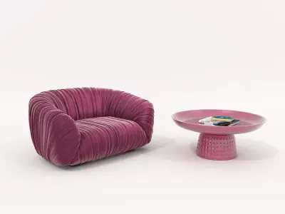 Modern Coffee Table and Armchair Set 67 3D model