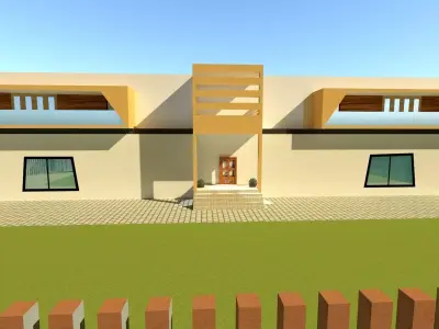 Banglow house at night with lights 3D print model