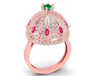 Luxury Royal Crown Gemstone Ring 3D Model 2915 3D print model