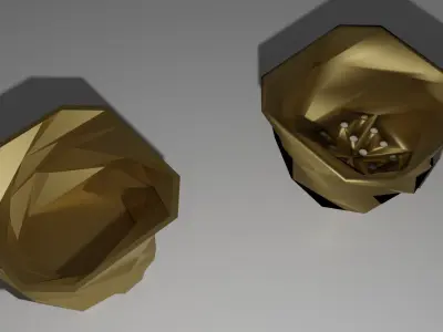 Flowerpot lowpoly pair of sculptures Free low-poly 3D model