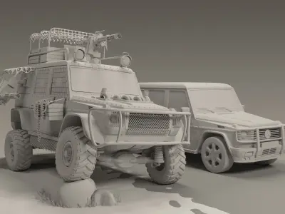 Military 4X4 Low-poly 3D model