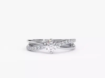 ZDR0144 engagement ring gold with diamonds 3D print model