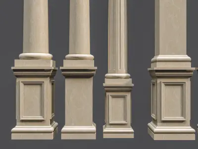 Classic  columns carvings and gypsum cornice 5 Low-poly 3D model