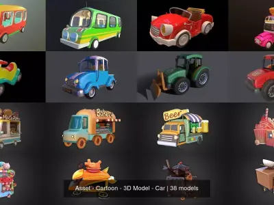 Asset - Cartoon - 3D Model - Car 3D Model Pack