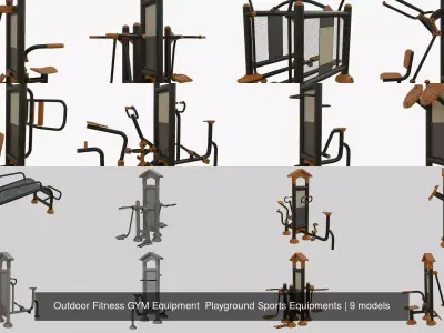 Outdoor Fitness GYM Equipment  Playground Sports Equipments 3D Model Pack