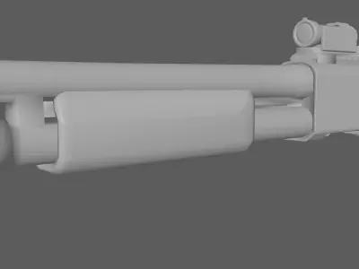 Detailed Old Shotgun Rig  Low-poly 3D model