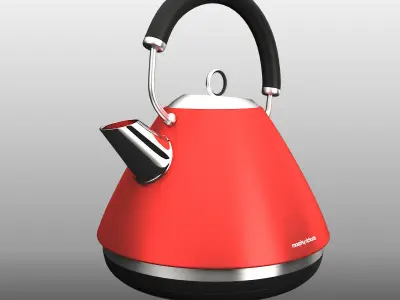 Accents Red Traditional Kettle  Low-poly 3D model