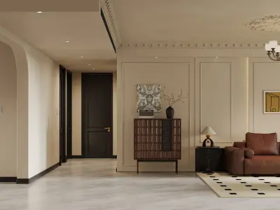 luxury living room dining room interior scenes 09 3D model