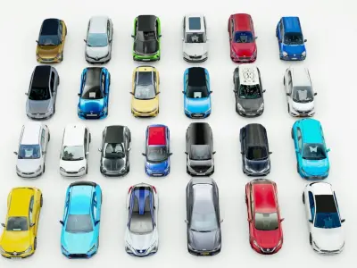 25 Low Poly Hatchbacks Low-poly 3D model