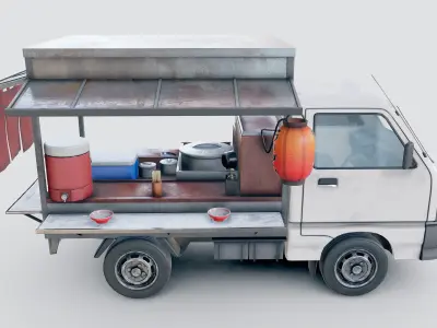 Japanese Ramen Van Low-poly 3D model