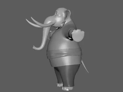  Cartoon Elephant - base mesh Low-poly 3D model