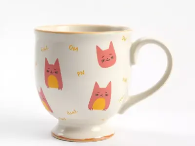 Cute Cat Mug model pack Low-poly 3D model