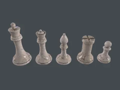 Chess set pieces 3D Model Low-poly 3D model