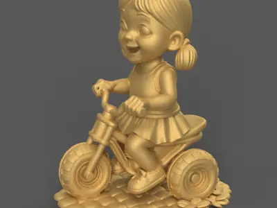 Cute Kid on Bike 3D STL File for Print 3D print model