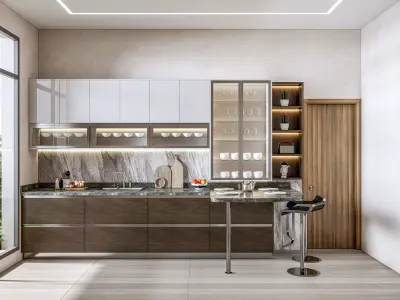 Kitchen fully parametric  Resizable manufacturable  003 3D model