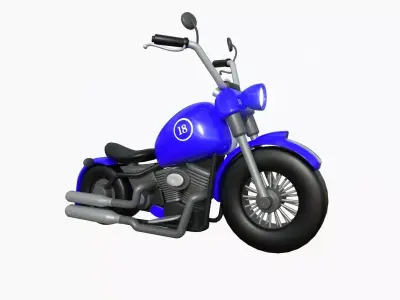 Motorcycle Cartoon A02 Blue Racing - Custom Vehicle Design Low-poly 3D model