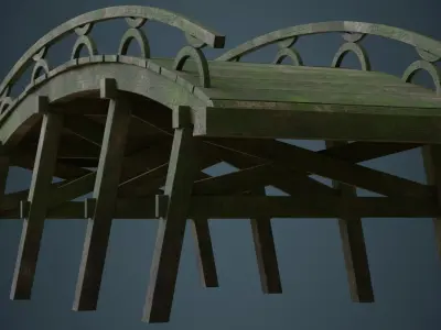 Plank Bridge 1C Low-poly 3D model